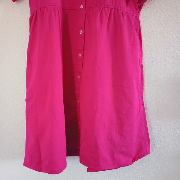 Denim midi shirt dress short sleeve button down tiered style. XL relaxed fit. - Picture 7 of 12